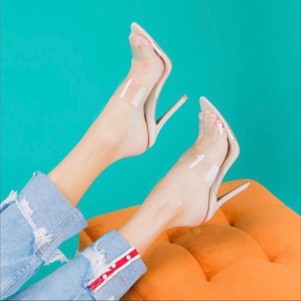 ‼️SOLD‼️Clear Two Strap High-Heel Slide Sandals - Picture 8 of 8